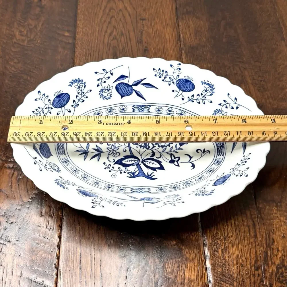 Vintage J&G Meakin Blue Nordic Oval Serving Bowl | Blue & White Transferware